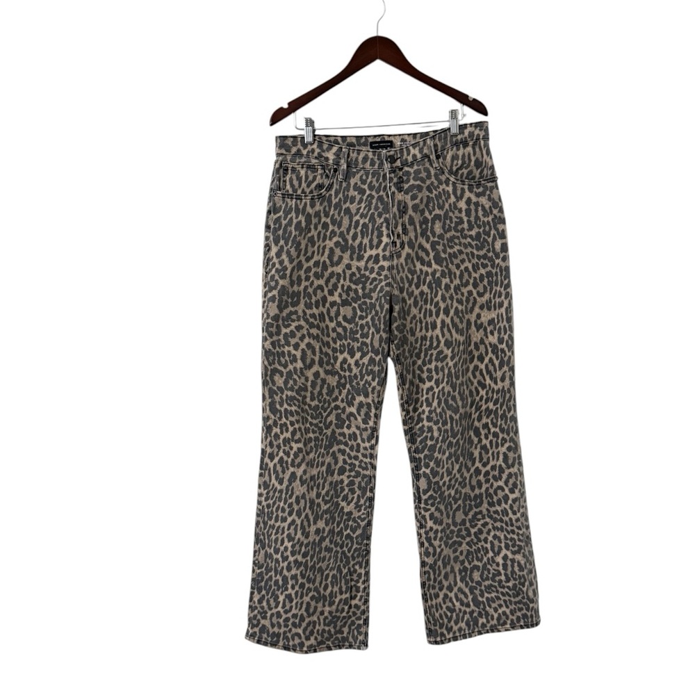 GOOD AMERICAN Good Ease Leopard Cheetah High Rise Wide Leg Jeans - Picture 6 of 10